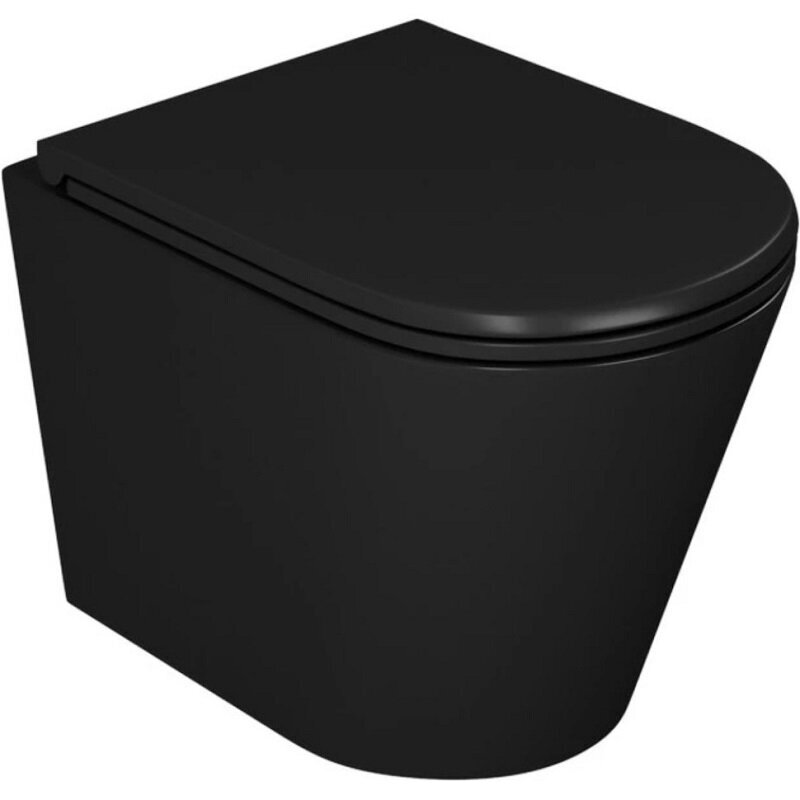 Изображение товара Унитаз подвесной D-K Venice DT1026025, безободковый, с сиденьем микролифт, цвет черный Изображение товара Унитаз подвесной D-K Venice DT1026025, безободковый, с сиденьем микролифт, цвет черный