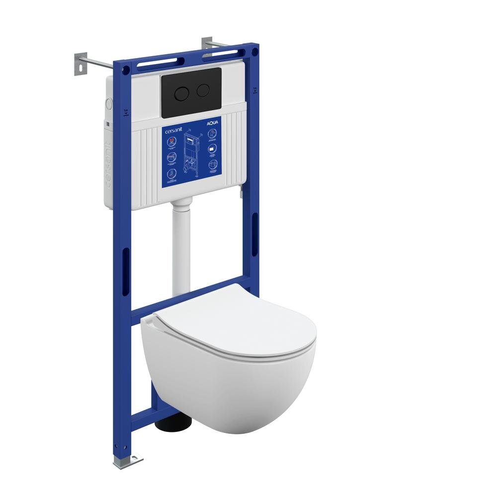 Изображение товара Инсталляция Cersanit Aqua 50 Prime P с безободковым унитазом Brasko smart, черная матовая клавиша