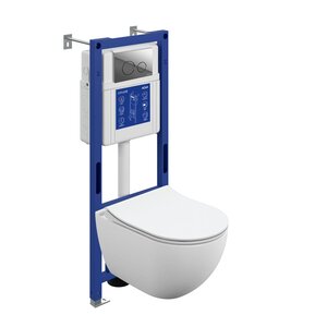 Изображение товара Инсталляция Cersanit Aqua 40 Smart M A69318, с безободковым унитазом Brasko smart, крышка микролифт, клавиша Twins хром