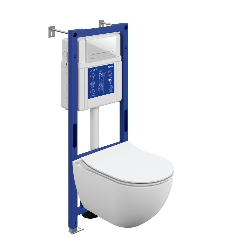 Изображение товара Инсталляция Cersanit Aqua 40 Smart M A69334, с безободковым унитазом Brasko smart, крышка микролифт, клавиша Estetica белая Изображение товара Инсталляция Cersanit Aqua 40 Smart M A69334, с безободковым унитазом Brasko smart, крышка микролифт, клавиша Estetica белая