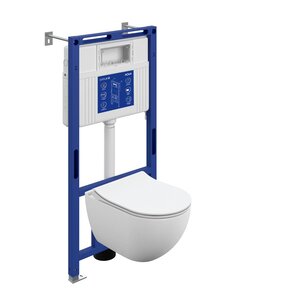 Изображение товара Инсталляция Cersanit Aqua 50 Praime М A69315, с безободковым унитазом Brasko smart, крышка микролифт, белый