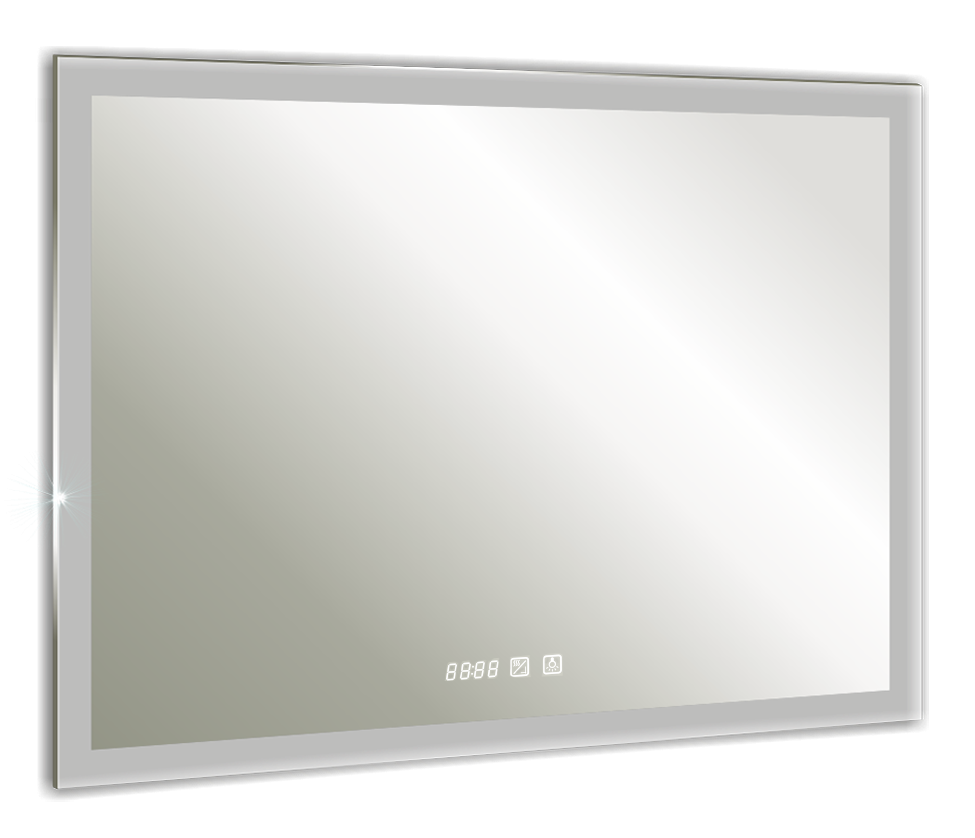 Изображение товара Зеркало Silver Mirrors Гуверт LED-00002369, 100 см, LED подсветка, выключатель сенсорный, антизапотевание, часы, белый