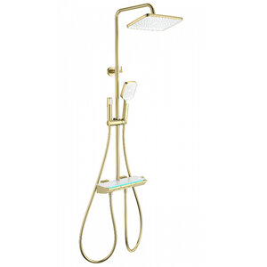 Изображение товара Душевая система Wonzon & Woghand Muse WW-B4174-BG, с термостатом, с гигиеническим душем, PVD-покрытие, цвет золото брашированное