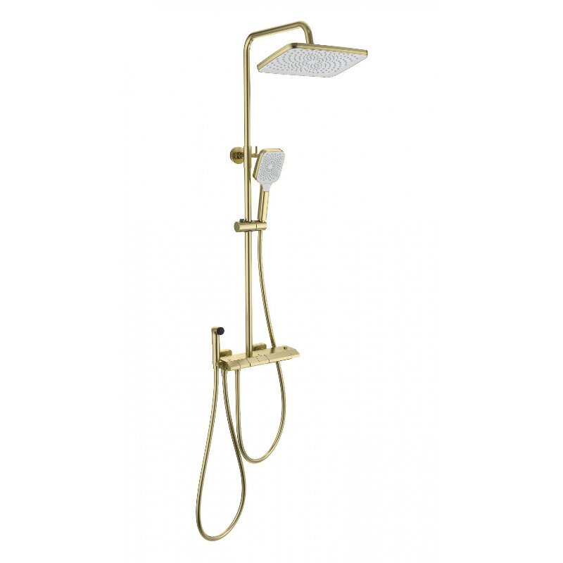 Изображение товара Душевая система Wonzon & Woghand Muse WW-B4132-A-BG, с термостатом, с гигиеническим душем, PVD-покрытие, цвет золото брашированное Изображение товара Душевая система Wonzon & Woghand Muse WW-B4132-A-BG, с термостатом, с гигиеническим душем, PVD-покрытие, цвет золото брашированное