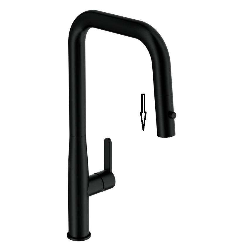 Изображение товара Смеситель для кухни Cersanit Oliva A69014 с выдвижным изливом черный матовый