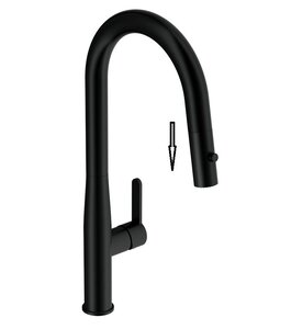 Изображение товара Смеситель Cersanit Oliva A69020, для кухонной мойки, с выдвижным изливом, черный матовый