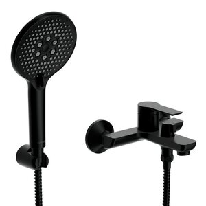Изображение товара Смеситель Cersanit Vibe A68930, для ванны и душа, с душевым гарнитуром, черный матовый