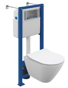 Изображение товара Инсталляция Cersanit Vector A64917, с безободковым унитазом City Smart, сиденье микролифт, белый