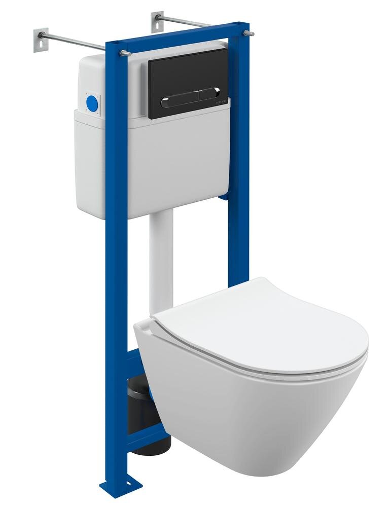 Изображение товара Инсталляция для унитаза Cersanit Vector A68305 с безободковым унитазом City Smart и клавишей Esteti