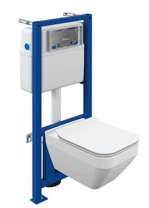 Изображение товара Инсталляция Cersanit Link Pro A63997, с безободковым унитазом Crea Square, сиденье микролифт, белый