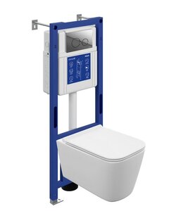 Изображение товара Инсталляция Cersanit Aqua 40 Smart M A69475, с безободковым унитазом Crea Vortex, сиденье микролифт, белый, клавиша Twins хром