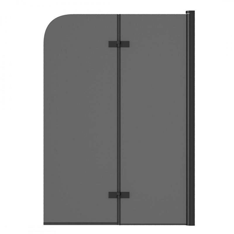 Изображение товара Стеклянная шторка на ванну Relisan двустворчатая с тонированным стеклом черный матовый