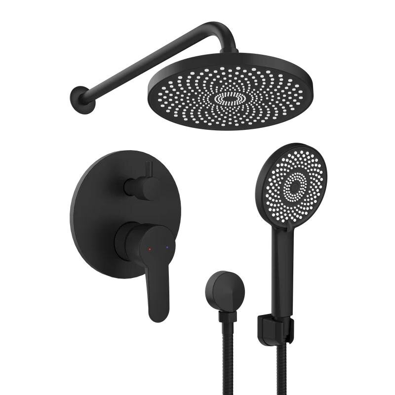 Изображение товара Душевая система Diwo Ярославль DW-YAR30BK, с внутренней частью, цвет черный матовый