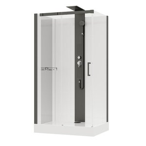 Изображение товара Душевая кабина Black&White Galaxy 8708000GM, 80 x 110 см, с гидромассажем, стекла прозрачные, профиль оружейная сталь