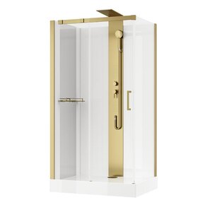 Изображение товара Душевая кабина Black&White Galaxy 8708000G, 80 x 110 см, с гидромассажем, стекла прозрачные, профиль золото брашированное
