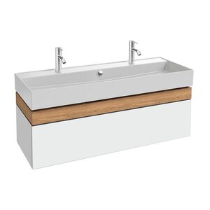 Изображение товара Тумба под раковину Jacob Delafon Cafe Terrace EB2433-P6-G1C, 120 см, подвесная, с выдвижным ящиком из цельного дерева, белый глянцевый