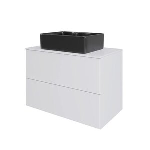 Изображение товара Тумба с раковиной Orange Otto Ot-75TuMDF+B01-475MB, 75 см, подвесная, белый/черный