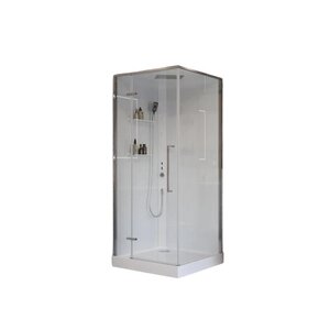 Изображение товара Душевая кабина BelBagno UNO-CAB-A-1-90-C-Cr-Bi-TOP-L/UNO-CAB-A-1-90-C-Cr-Bi-TOP-R, 90 х 90 см, с крышей, с низким поддоном, стекло прозрачное, профиль хром, левая/правая