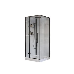 Изображение товара Душевая кабина BelBagno UNO-CAB-A-1-90-C-NERO-Bi-TOP-L/UNO-CAB-A-1-90-C-NERO-Bi-TOP-R, 90 х 90 см, с крышей, с низким поддоном, стекло прозрачное, профиль черный матовый, левая/правая