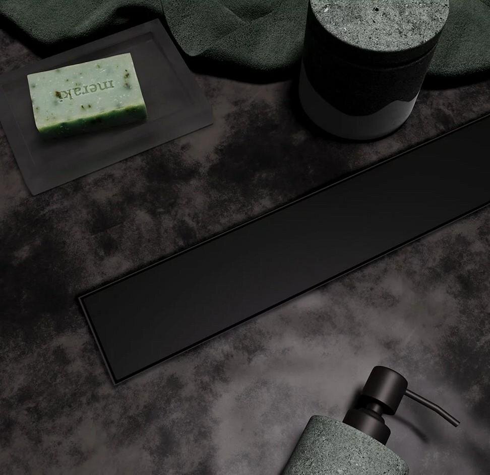 Изображение товара Дренажный канал Veconi Stesso VS400B, 40 см, решетка под плитку, черный матовый