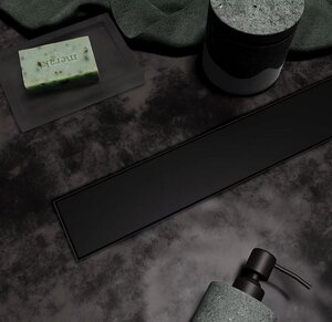 Изображение товара Дренажный канал Veconi Stesso VS400B, 40 см, решетка под плитку, черный матовый