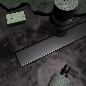 Изображение товара Дренажный канал Veconi Stesso VS400GR, 40 см, решетка под плитку, графит брашинг