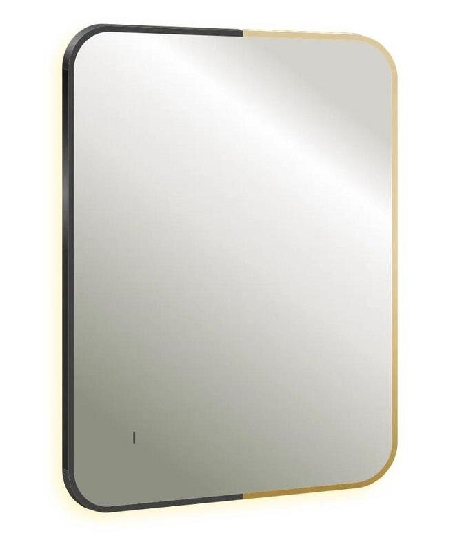 Изображение товара Зеркало Silver Mirrors Contrast GOLD/BLACK-ТХ LED-00003107, 60 см, LED подсветка, выключатель сенсорный бесконтактный, чёрный, золото