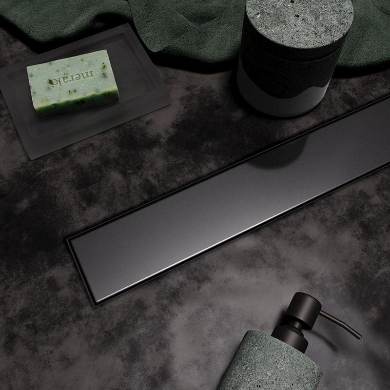 Изображение товара Дренажный канал Veconi Stesso VS900GR 90 см решетка под плитку графит брашинг