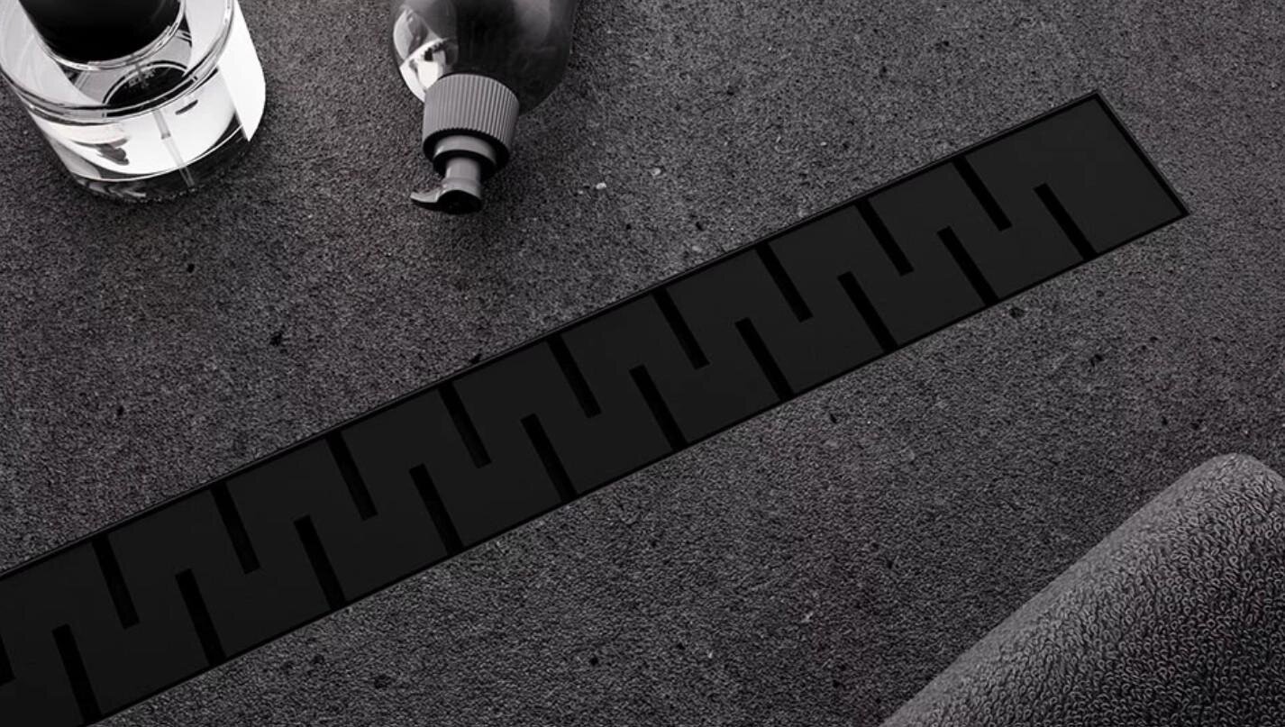 Изображение товара Дренажный канал Veconi Stesso Line VSL600B, 60 см, перфорированная решетка, черный матовый