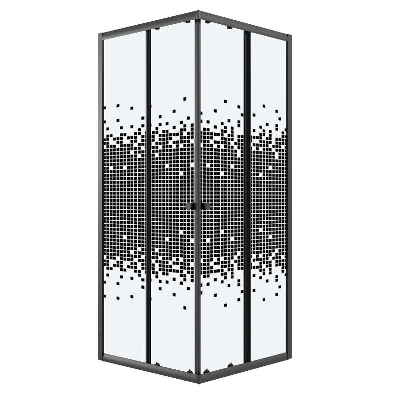 Изображение товара Душевой уголок Niagara Eco NG-1008-14QBLACK, 80 х 80 см, стекло мозаика, профиль черный матовый