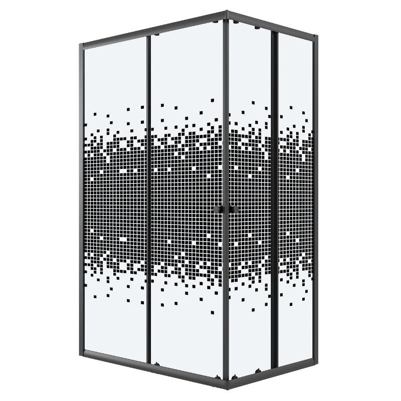 Изображение товара Душевой уголок Niagara Eco NG-1018-14QBLACK, 100x80 см, стекло мозаика, профиль черный матовый