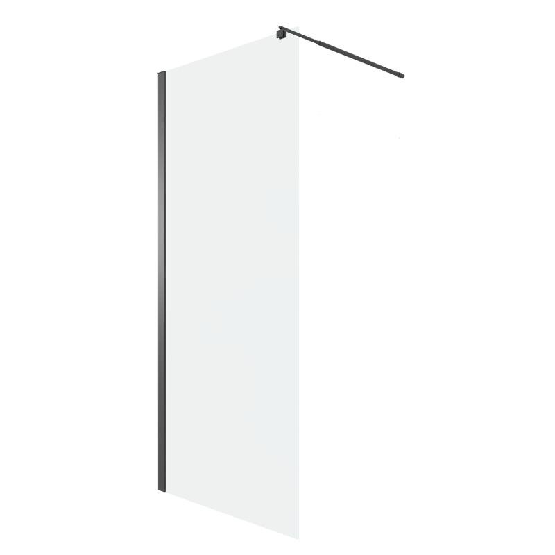 Изображение товара Душевая стенка Niagara Eco NG-551-70BLACK 70 см без дверей с прозрачным стеклом и черным матовым пр