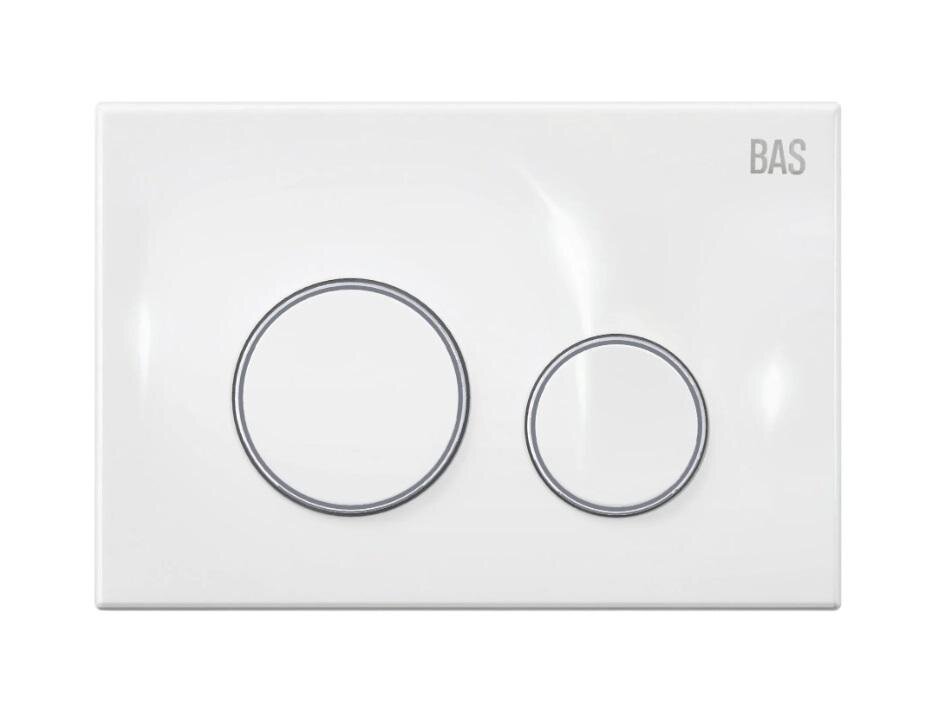 Изображение товара Клавиша смыва для унитаза механическая белая с хром ободком 22x2.5x15 см