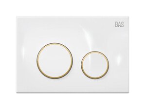 Изображение товара Клавиша смыва Bas ИУ00020, механическая, белый, ободок золото