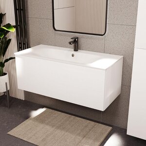 Изображение товара Тумба с раковиной Terminus Aurora AUR101001900301O, 100 см, подвесная, цвет белый Изображение товара Тумба с раковиной Terminus Aurora AUR101001900301O, 100 см, подвесная, цвет белый