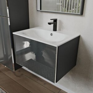 Изображение товара Тумба с раковиной Terminus Vega VEG10601701601OSL, 60 см, подвесная, цвет графит