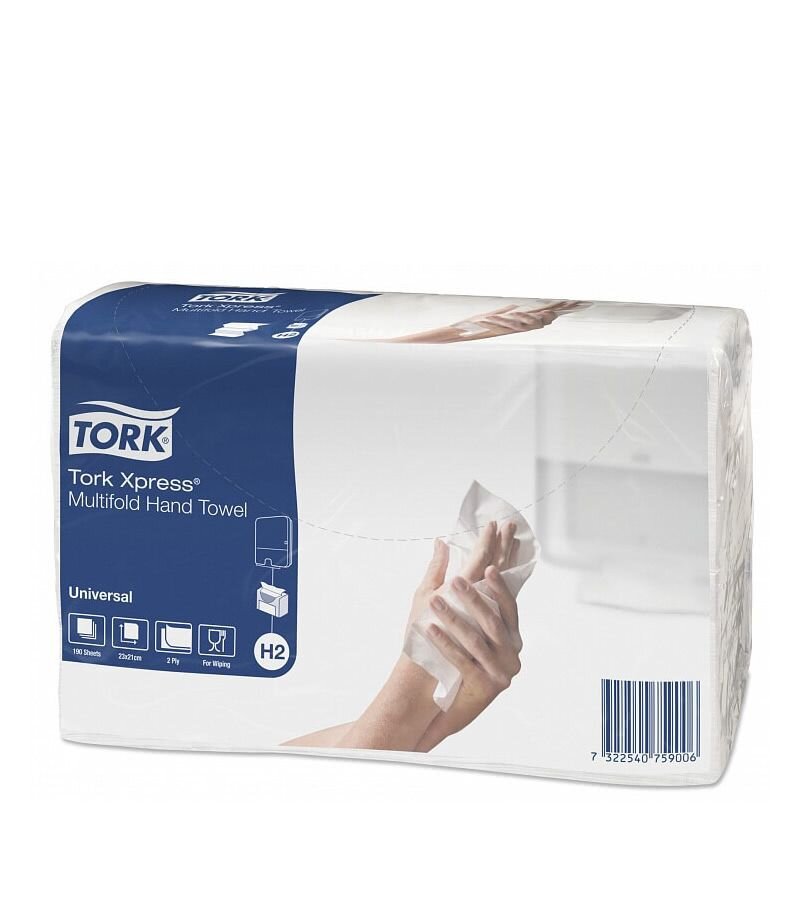 Изображение товара Листовые полотенца Tork Xpress 471103 H2 сложения Multifold (Блок: 20 уп. по 190 шт.) Изображение товара Листовые полотенца Tork Xpress 471103 H2 сложения Multifold (Блок: 20 уп. по 190 шт.)