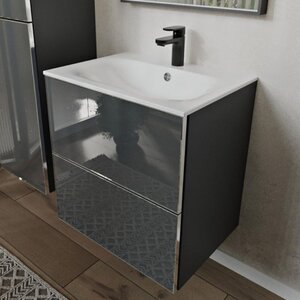 Изображение товара Тумба с раковиной Terminus Vega VEG10602701601OSL, 60 см, подвесная, цвет графит