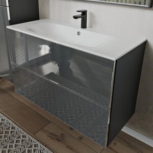 Изображение товара Тумба с раковиной Terminus Vega VEG101002701601OSL, 100 см, подвесная, цвет графит