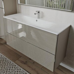 Изображение товара Подвесная тумба с раковиной Terminus Vega 120 см капучино МДФ стекло