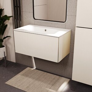 Изображение товара Тумба с раковиной Terminus Euromix EUR10801900101OSL, 80 см, подвесная, цвет айвори