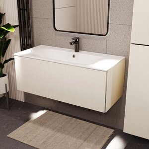 Изображение товара Тумба с раковиной Terminus Euromix EUR101001900101OSL, 100 см, подвесная, цвет айвори