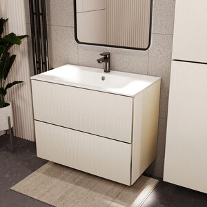 Изображение товара Подвесная тумба с раковиной Euromix EUR10802900101OSL 80 см айвори