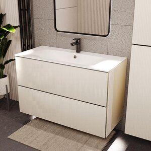 Изображение товара Тумба с раковиной Terminus Euromix EUR101002900101OSL, 100 см, подвесная, цвет айвори