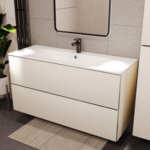 Изображение товара Тумба с раковиной Terminus Euromix EUR101202900101OSL, 120 см, подвесная, цвет айвори