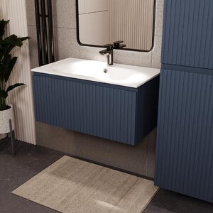 Изображение товара Тумба с раковиной Terminus Vatikan VAT10801703101O, 80 см, подвесная, цвет серый шёлк