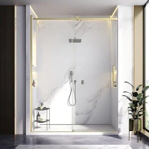 Изображение товара Душевая дверь Veconi Vianno VN75G-160-01-C4, 160 см, стекло прозрачное, профиль золото брашинг