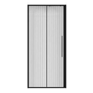 Изображение товара Душевая дверь в нишу Niagara Nova NG-84-L9FHB, 90 см, стекло рифленое, профиль черный матовый, левая