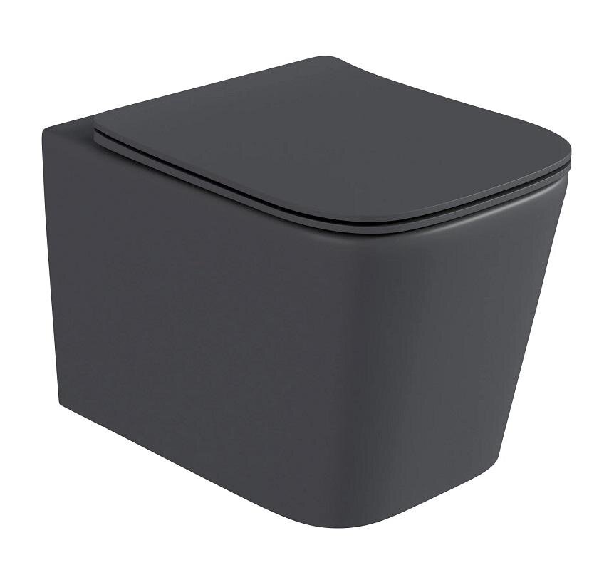 Изображение товара Подвесной безободковый унитаз Hansmann Keramik Kvadro Dark Grey с сиденьем микролифт