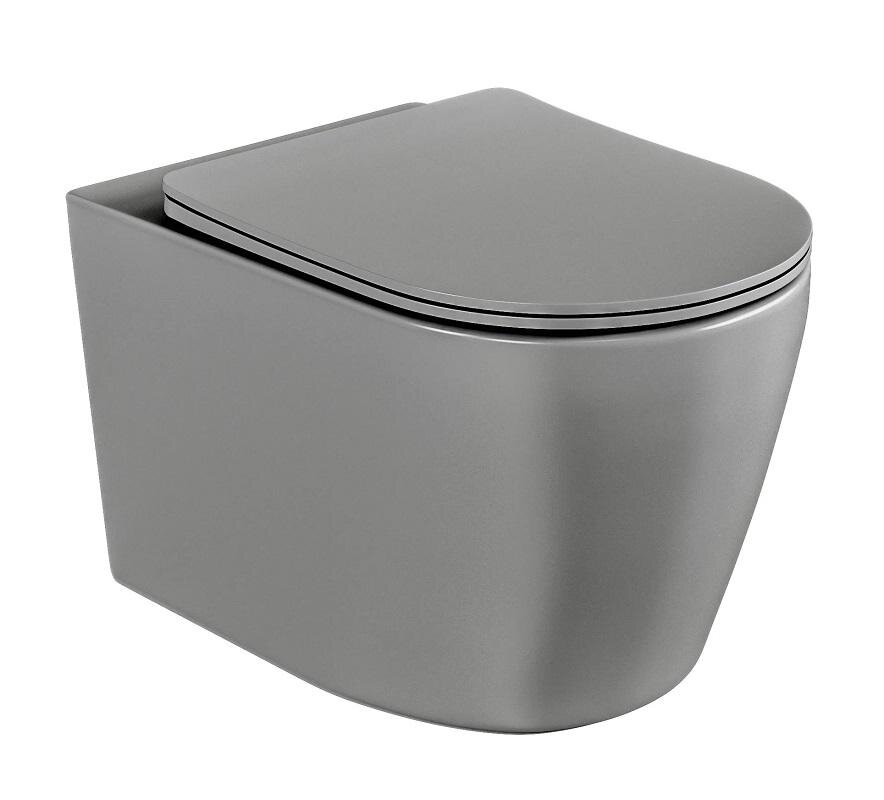 Изображение товара Подвесной унитаз Hansmann Keramik Round Grey УНИ0021, безободковый, сиденье микролифт, серый Изображение товара Подвесной унитаз Hansmann Keramik Round Grey УНИ0021, безободковый, сиденье микролифт, серый